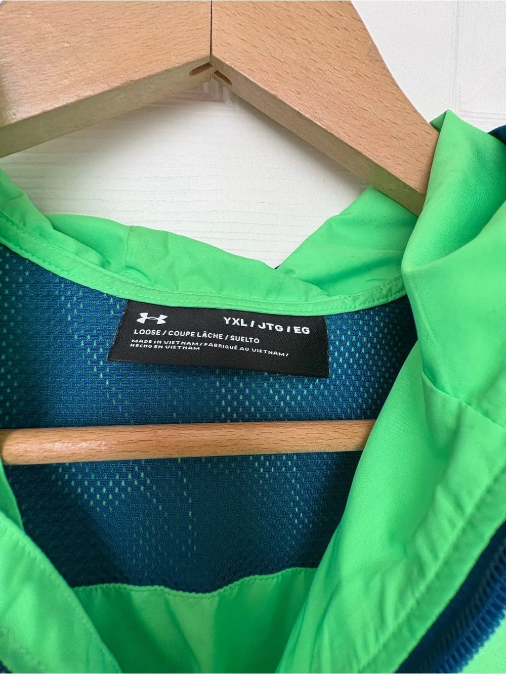 Under Armour Neon Green Windbreaker Jacket with Navy Accents